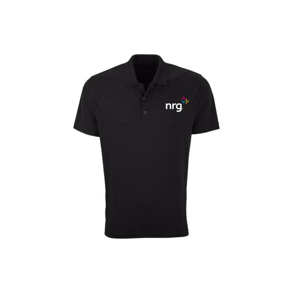 Mens Vansport Omega Solid Mesh Tech Polo - Black