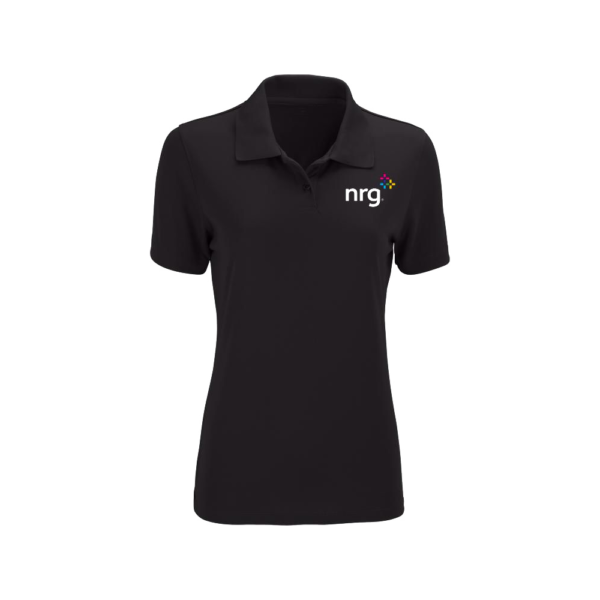 Womens Vansport Omega Solid Mesh Tech Polo - Black