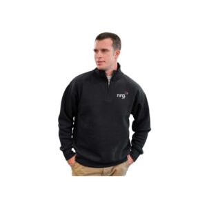 Man in black pullover with hands in pockets.